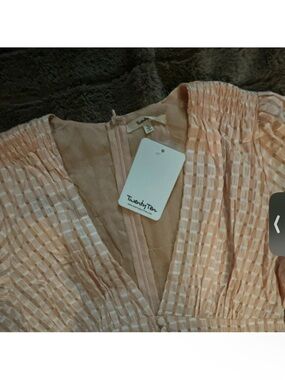 Twenty Ten Peach Gingham Smocked V-Neck Dress